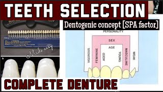 TEETH SELECTION IN COMPLETE DENTURE II DENTOGENIC CONCEPT II ANTERIOR AND POSTERIOR II PART- II