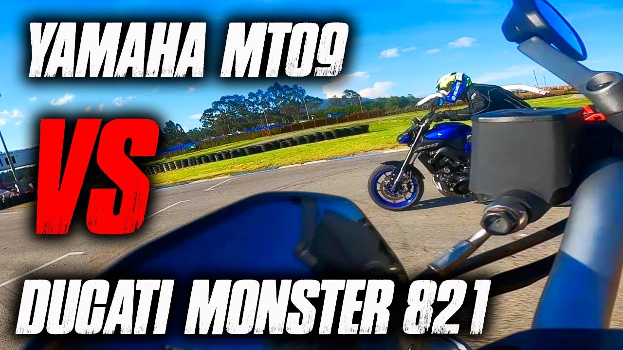 Yamaha MT09 VS Ducati MONSTER 821 Drag Race!!