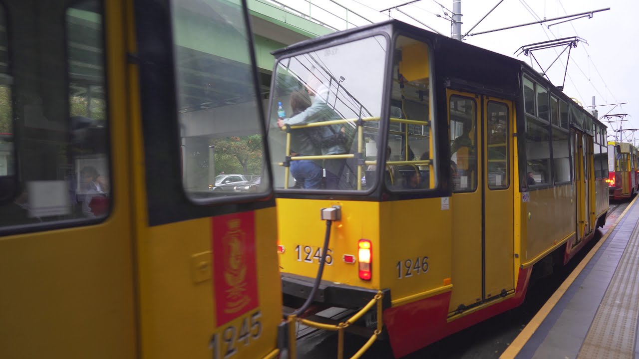 Poland, Warsaw, tram 18 ride from Rondo Starzyńskiego to Ratusz Arsenał