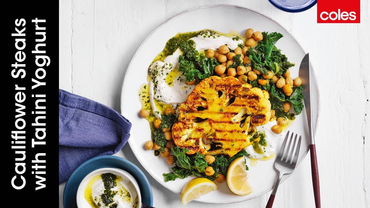 Cauliflower steaks with tahini yoghurt