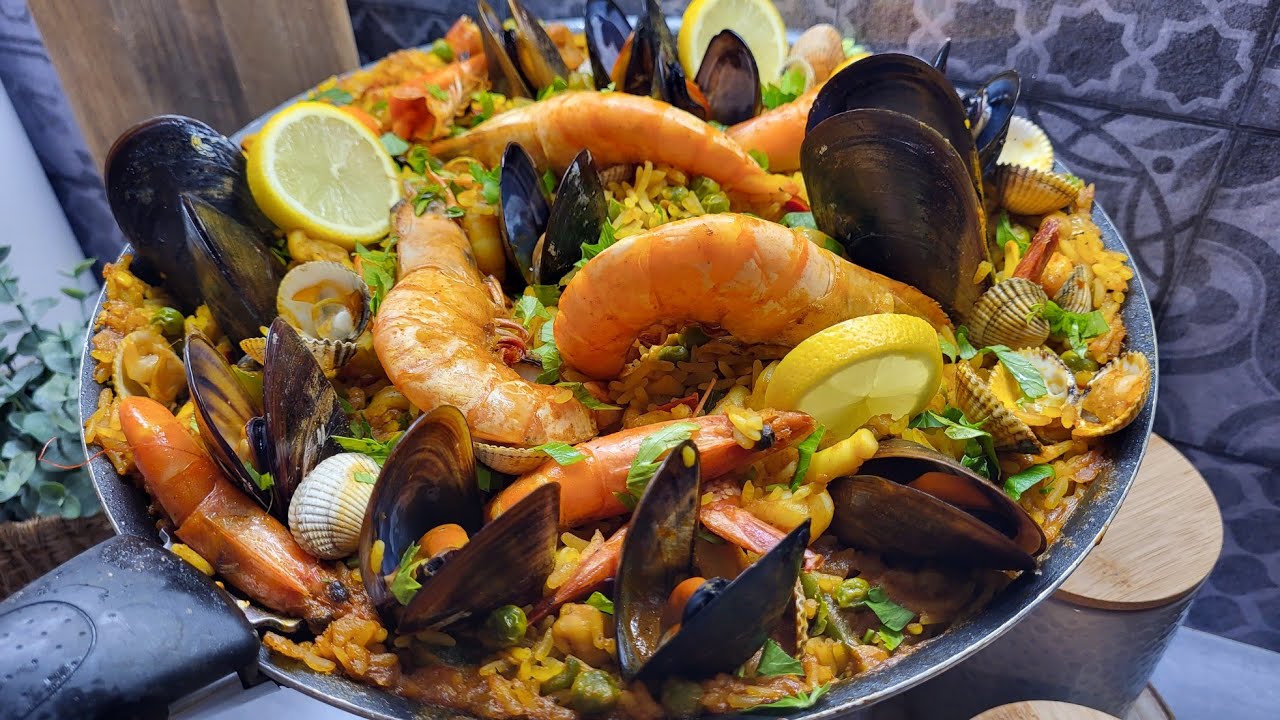 بايلا بغلال البحر سهلة التحضير و البنة مضمونة paëlla aux fruits de mer