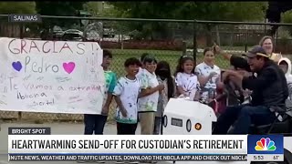 School custodian receives heartwarming send-off for his retirement