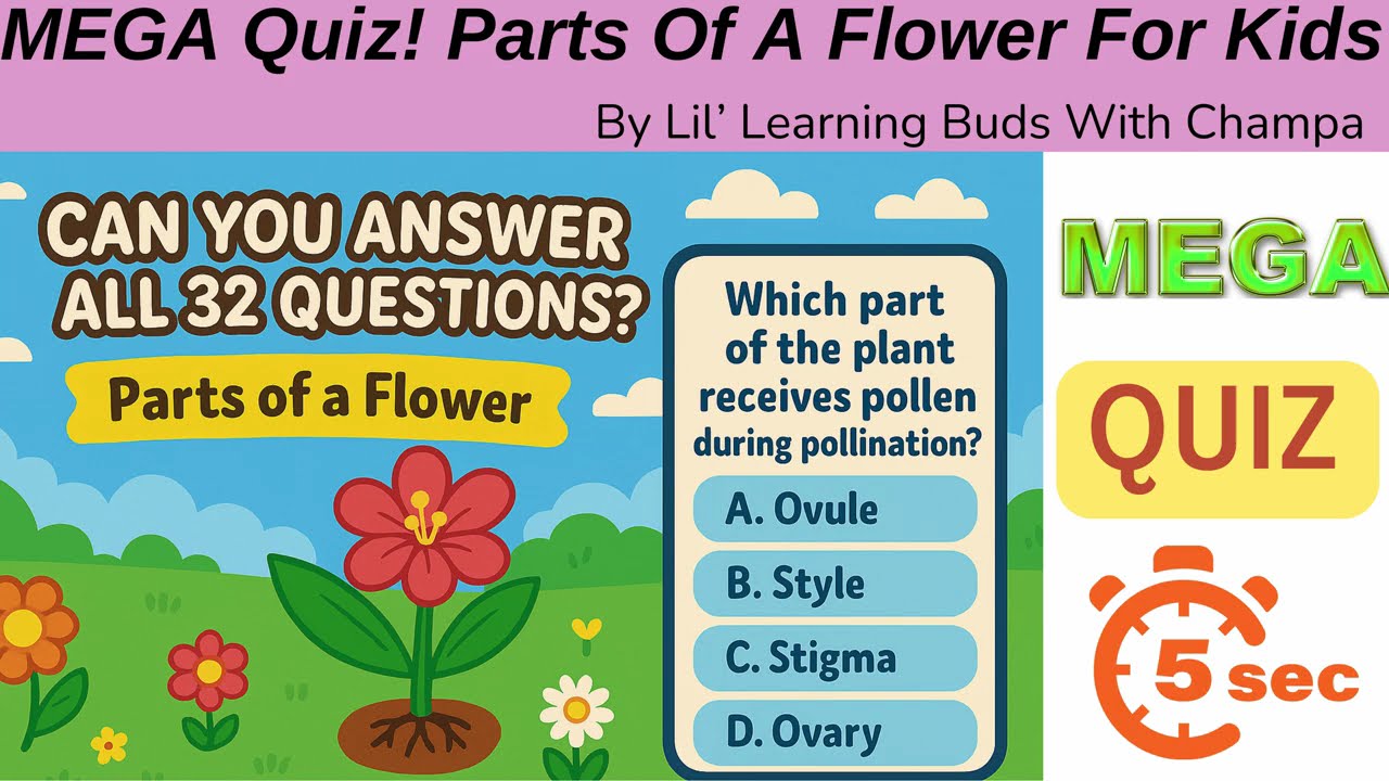 🌻🔥 Parts of a Flower Quiz | 32 Fun Questions with Answers #quiz 