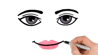 How to Draw Roblox Woman Face Easy