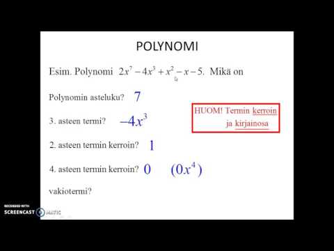 Video: Mitä kutsutaan polynomiksi, jossa on 6 termiä?