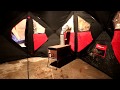 Adding a wood stove heating option for your portable pop up fish house. How to make a Hot Tent.