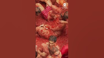 Revelers throw tomatoes in Spain