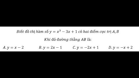 Toán 12: Biết đồ thị hàm số y=x^3-3x+1 có hai điểm cực trị A,BKhi đó đường thẳng AB là: