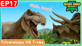  Gogodinos9 Triceratops Vs Trex   Dinosaurs Cartoon  Superhero Adventure  S9 Ep17
