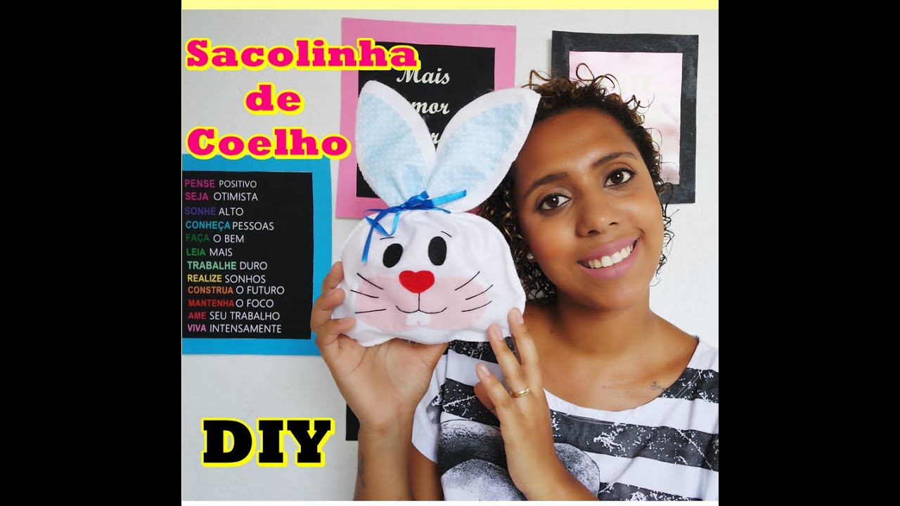 Enfeites de páscoa DIY Sacolinha de coelho