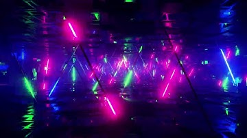 Flying down a corridor with multicolored flashing fluorescent lights. Infinitely looped animation.