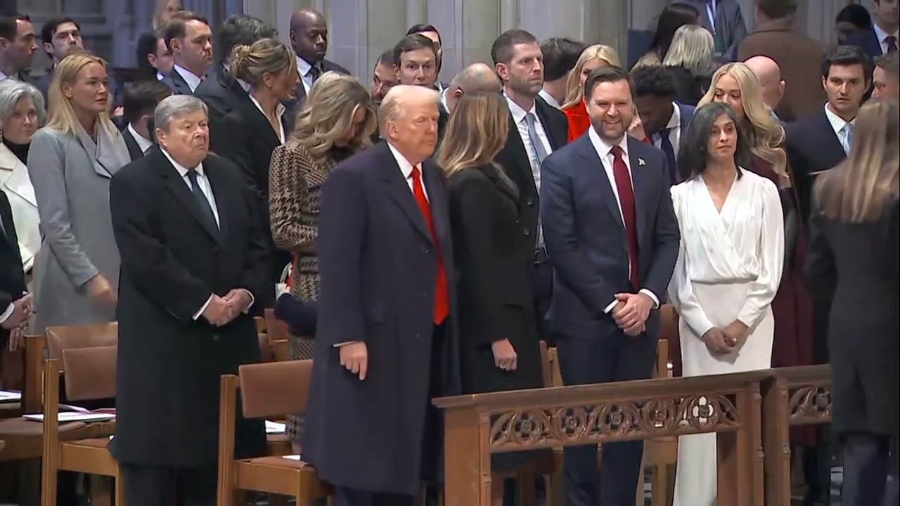 Donald Trump, Melania Trump and family arrive for national prayer service day after inauguration