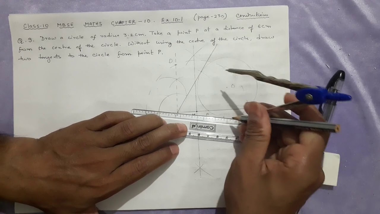 Exercise 10.1 Q9 Draw a circle of radius 3.2 cm. Take a point P at a