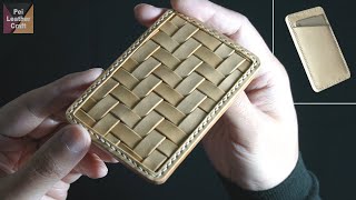 竹細工風カードケース[レザークラフト] Bamboo-style card case[Leather craft]