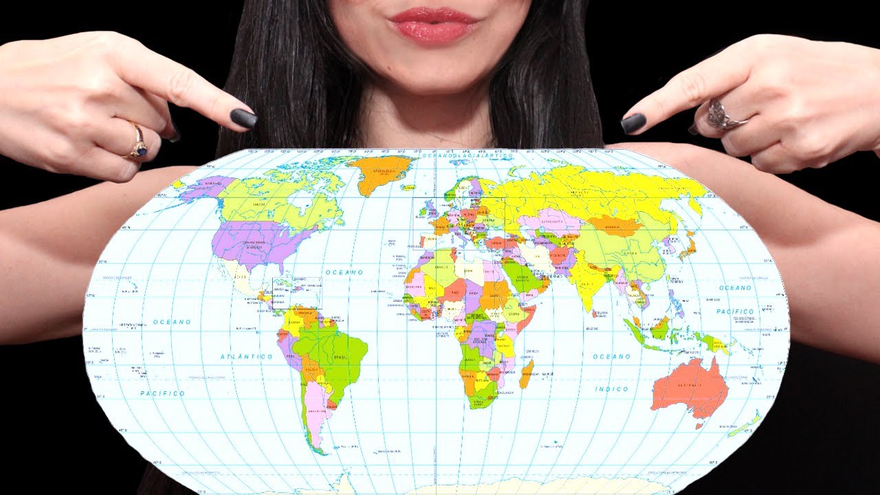 ASMR Binaural 🎧 MAPA dos PAÍSES do MUNDO | World Map | Sussurro Pt BR