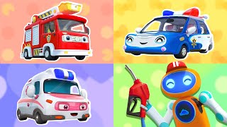 Robot Pompa Bensin | Lagu Kendaraan Anak | Mobil Polisi | Lagu Anak | BabyBus Bahasa Indonesia