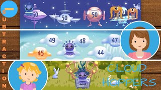 How to play subtraction alien game: CLOUD HOPPERS screenshot 2