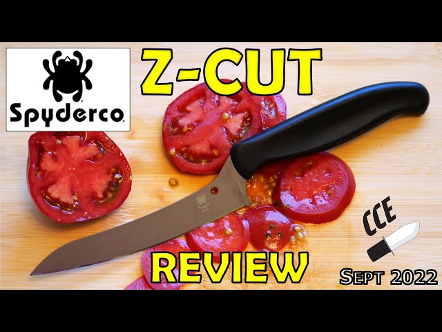 Spyderco Z-Cut Pointed Kitchen Knife Plain Blade Black Handle