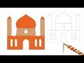 How to draw a mosque easy drawing  coloring page