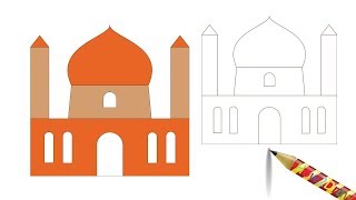 How to Draw a Mosque Easy Drawing - Coloring Page