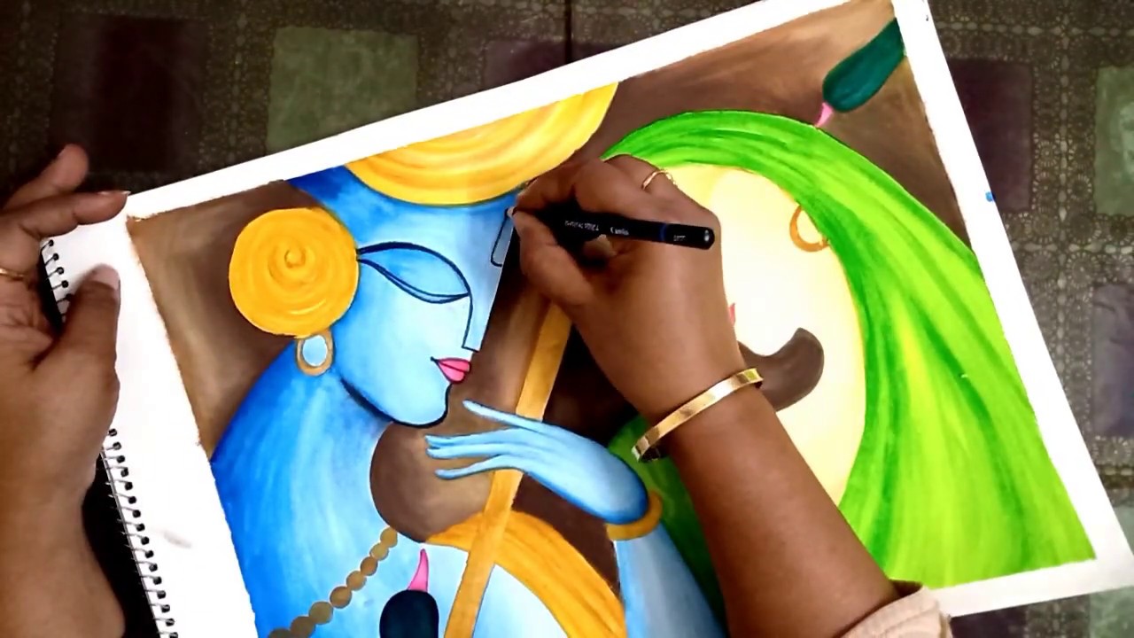 Modern Art of Radha Krishna/water colour/poster colour drawing ...