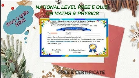 Free E quiz 2020 with answers -Free E certificate -2 Free online quizzes on Physics and Engg. Maths