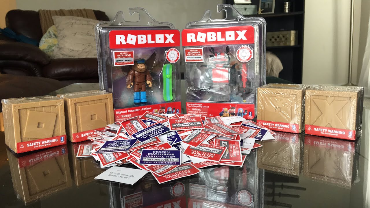 Roblox Toys Unboxing And Giving You The Codes Virtual Item Codes Youtube - roblox toys redeem code