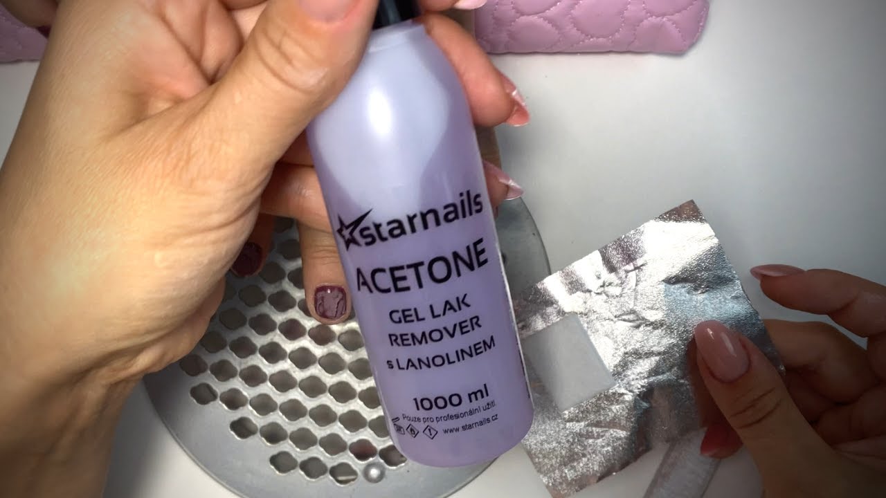 Odstranění gel laku Aceton removerem (zabalovací metodou) YouTube