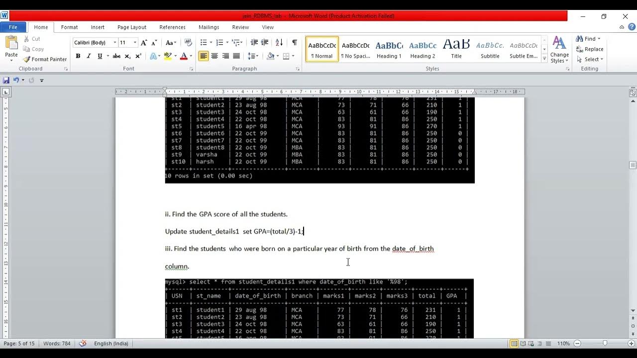 DBMS_LAB QUERIES YouTube