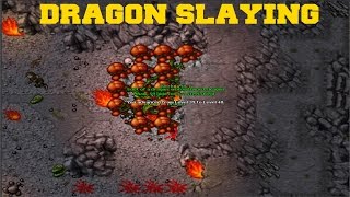 Playing Tibia - Dragon Hunting - lvl 39-40 Elite Knight - Honera