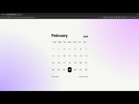 CREATING AESTHETIC CALENDAR USING HTML, CSS & JS. ‎⁨@PROGMASTERS