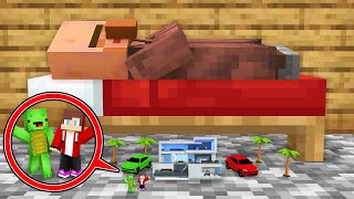 Mikey and JJ Survived Under Villager Bed in Minecraft (Maizen)