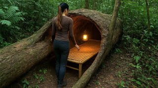 Solo Bushcraft Survival | Building a Log Shelter in the Wild