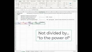 Formula and example for learning curve in Excel