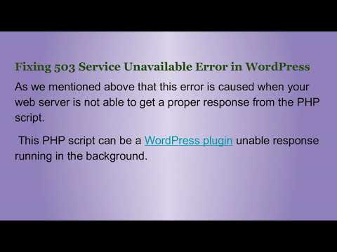 Fix 503 Service Temporarily Unavailable Error In W