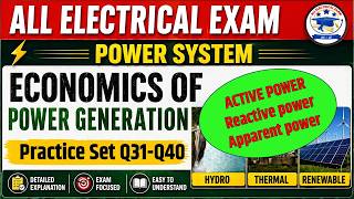 Power System Economics + Active Reactive Apparent Power MCQ Q31-Q40 |   AE JE SSC Railway