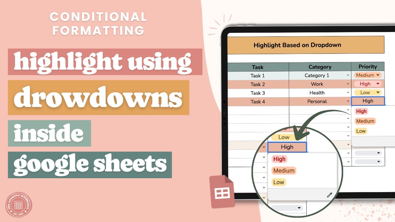 Automatically Highlight Cells Using Dropdowns in Google Sheets - YouTube