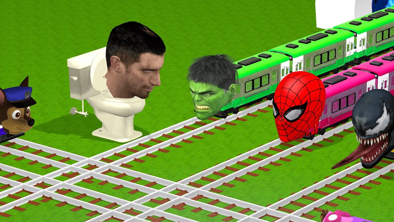 【踏切アニメ】あぶない電車 TRAINS Vs PAW PATROL VS SKIBIDI TOILET l 🚦 踏切 Fumikiri 3D