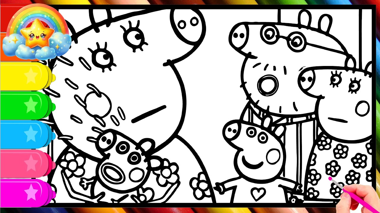 Peppa Pig can't sleep because her little cousin is crying  || Learn to color the Peppa Pig page
