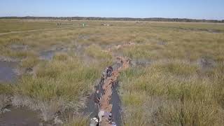 Constructing the Coir Log dike to restore a marsh