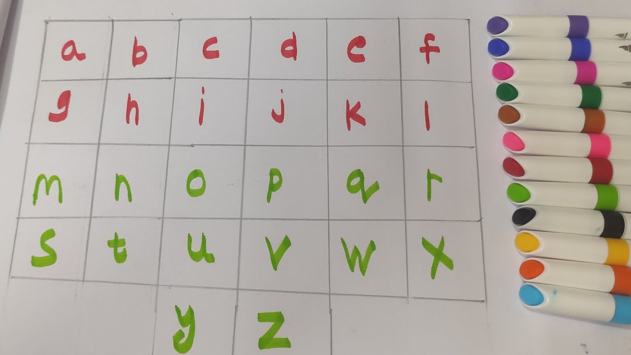 abcd writing on paper with brush colours!abcd for kids!Learning abcd ...
