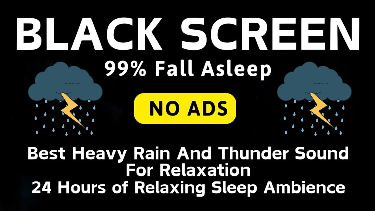 🔴 Heavy Rain and Thunder Sounds for Sleeping - Black Screen | Defeat Insomnia in 5 Minutes