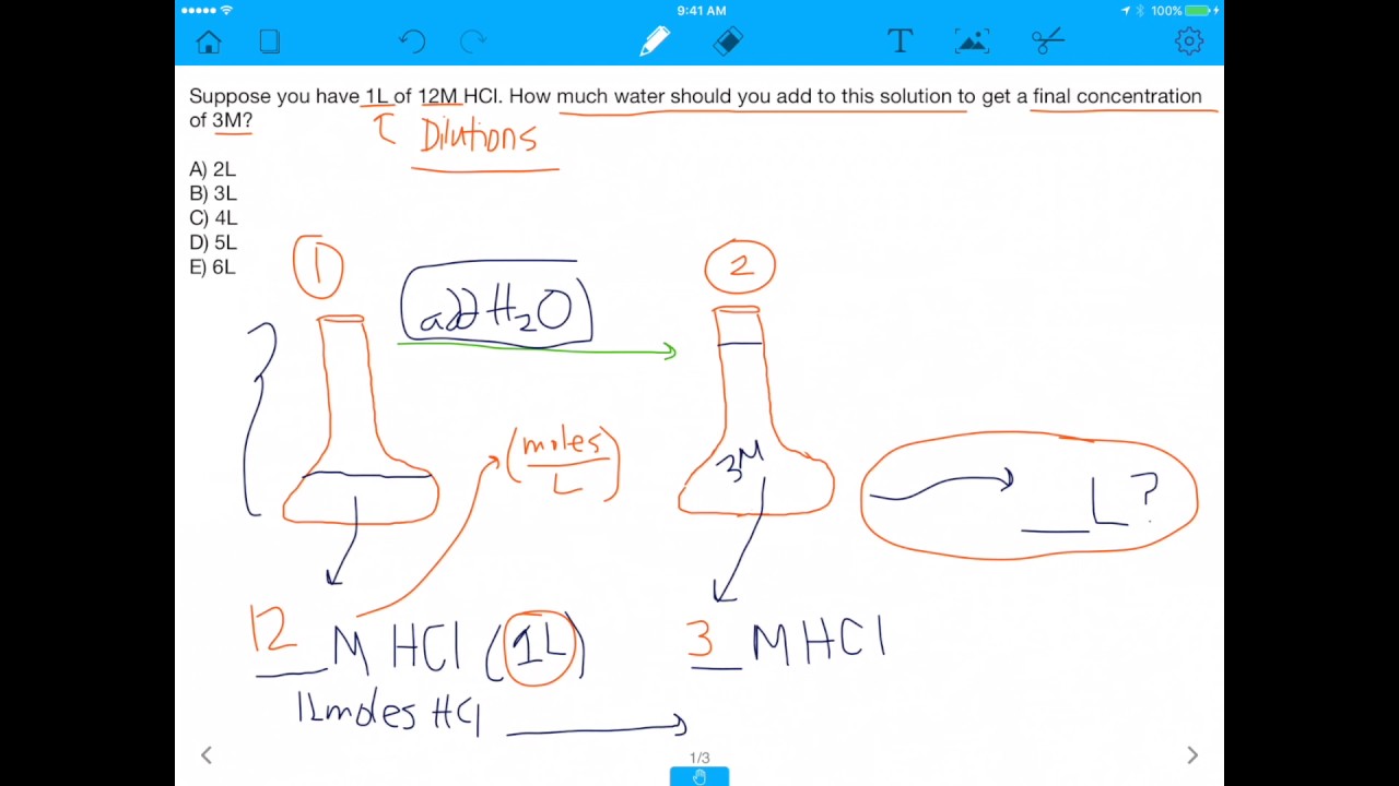 mcat-question-how-to-do-dilution-problems-m1v1-m2v2-youtube