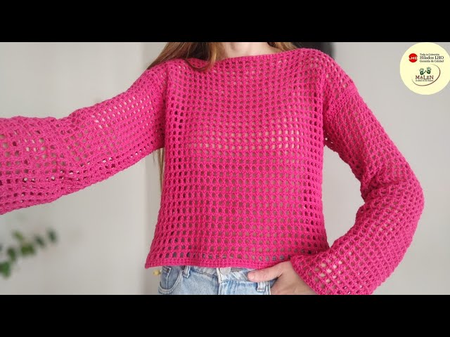 Sweater Aline- Patrón Sweater sin costuras a crochet - Mi Mediavareta