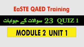 Qaed training module 2 unit 1 quiz answers | easte qaed training