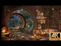 Heavy Rain Storm outside a Cozy room and Burning Firewood | Rain Sounds
