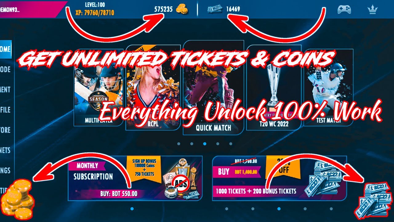Real Cricket 22 Get Unlimited Coins & Tickets Unlock All Tournament ...