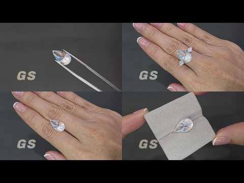 Rainbow moonstone pear cut 5.32 carats, Madagascar Video  № 1
