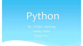 Python Tutorial for Beginners | Introduction to Python By : Online Learning Profile