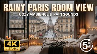 5 Hours of Ambient Peace | Rainy Paris Room with Eiffel Tower View